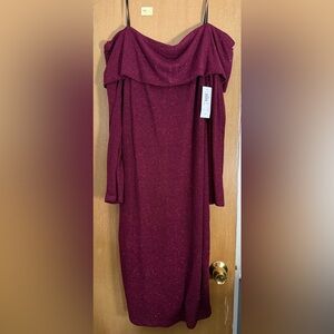 Chic Long Sleeve Burgundy Dress